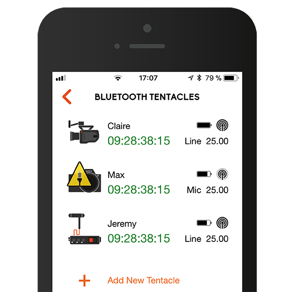 Esta infografía muestra la pantalla de nuestra aplicación Tentacle Setup - Generador de código de tiempo inteligente con conectividad Bluetooth - Simplicidad de sincronización